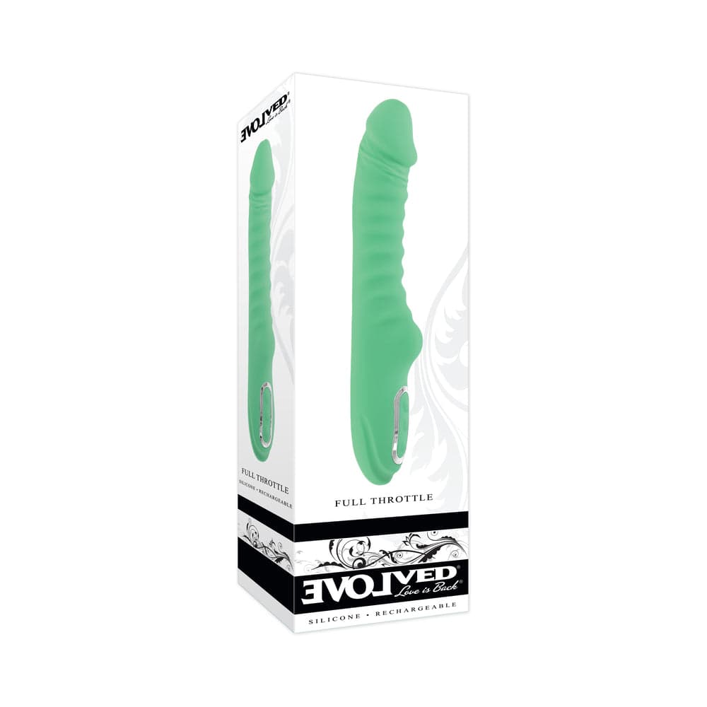 Evolved Full Throttle Rechargeable Warming Vibrator Silicone Mint Green