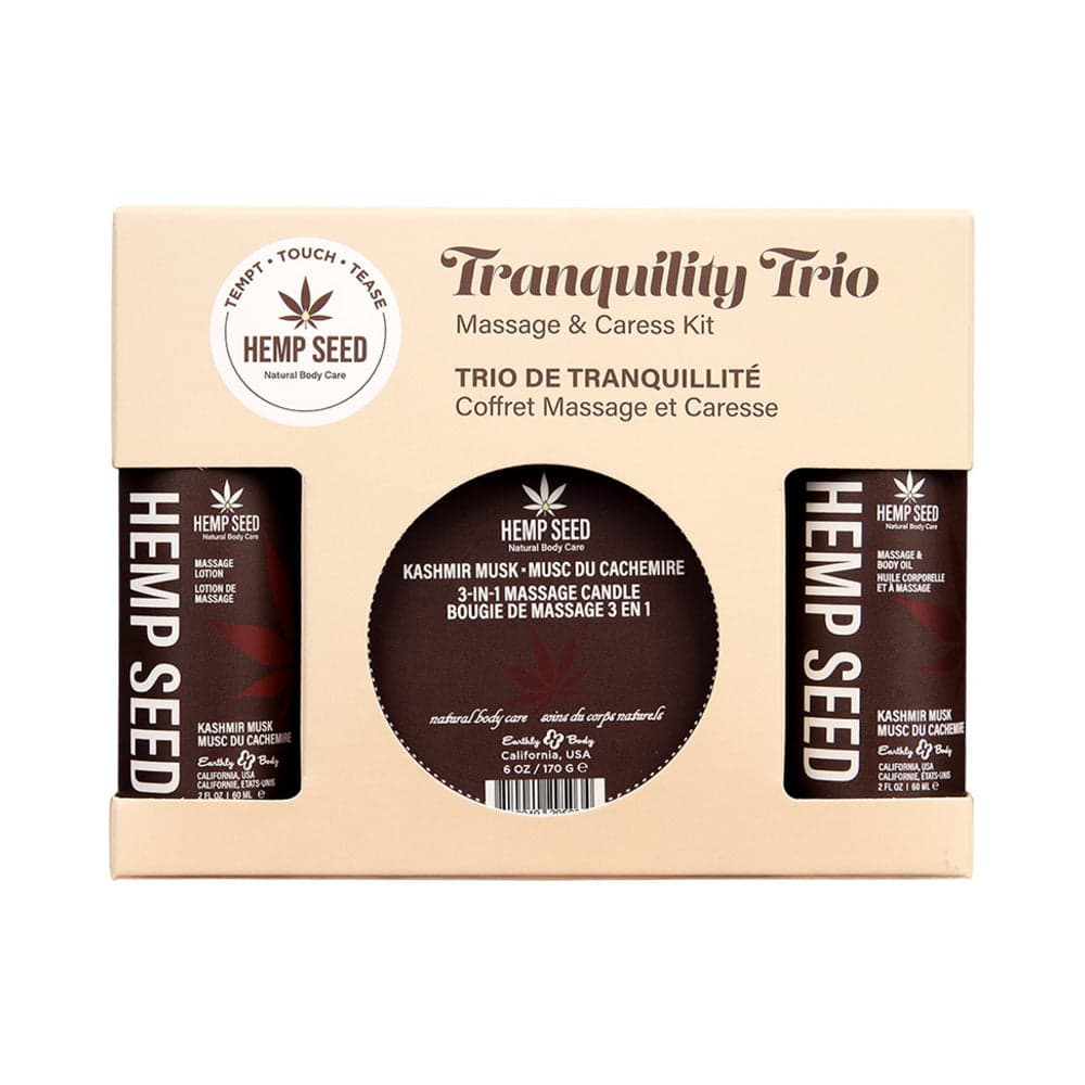 Earthly Body Hemp Seed Massage in a Box Gift Set Kashmir Musk
