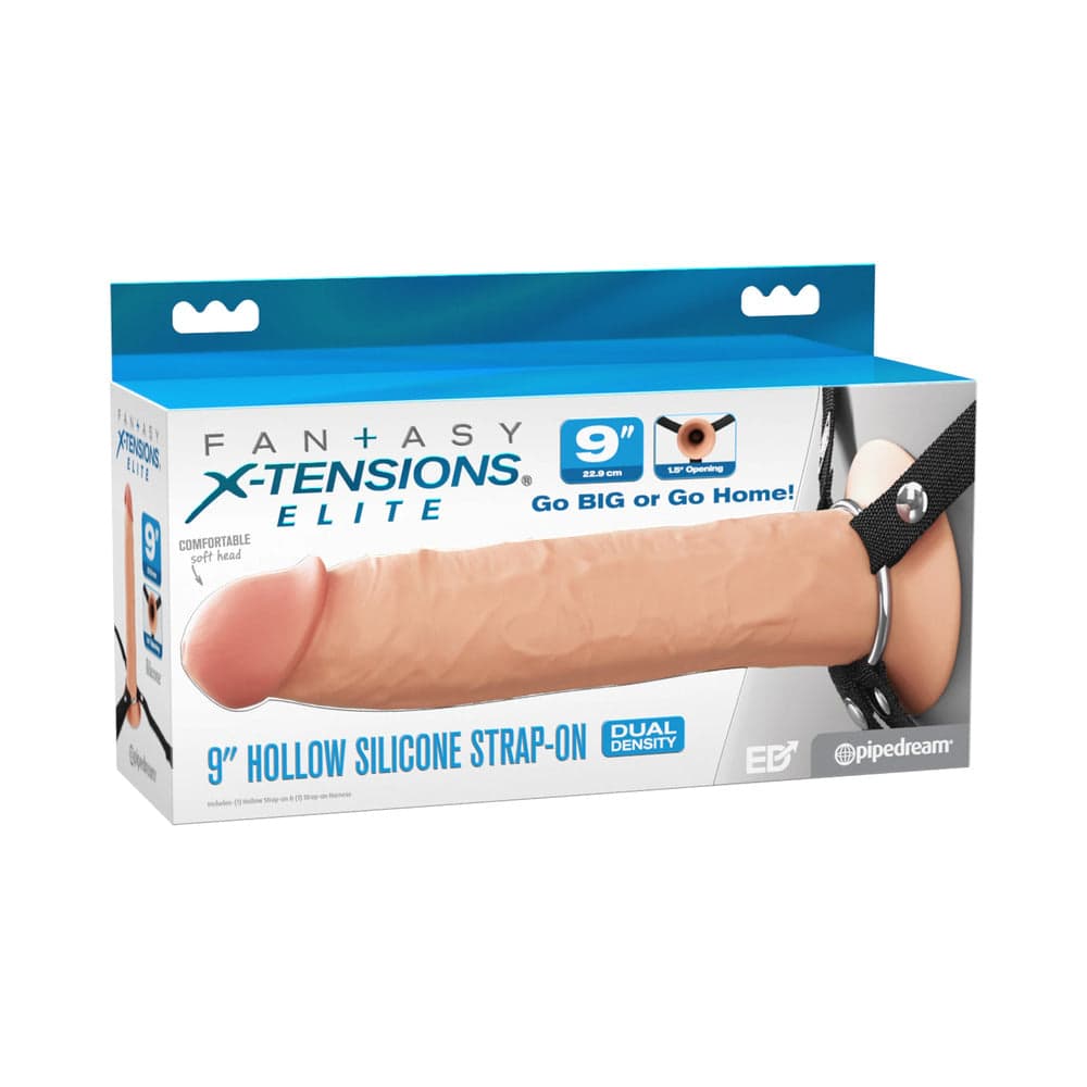 Fantasy X-Tensions Elite Silicone Hollow Strap-On Dual Density 9 in. Light