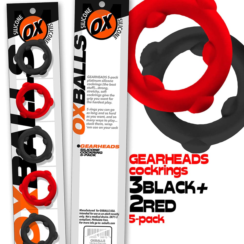 Oxballs Gearheads 5-Pack Spinner Rings Red/Black