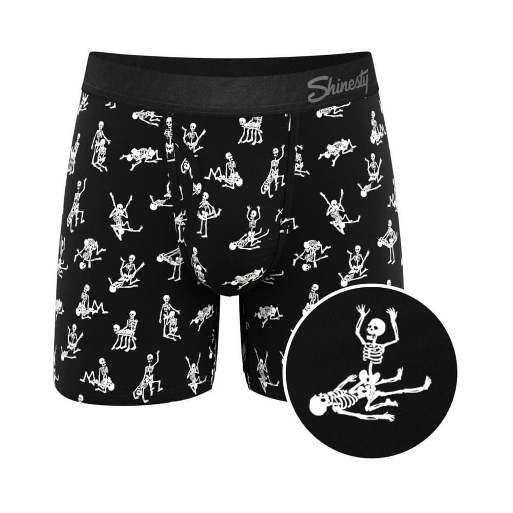 Shinesty The Bare Back Bones Glow-in-the-Dark Skeletons Ball Hammock Pouch Underwear with Fly S