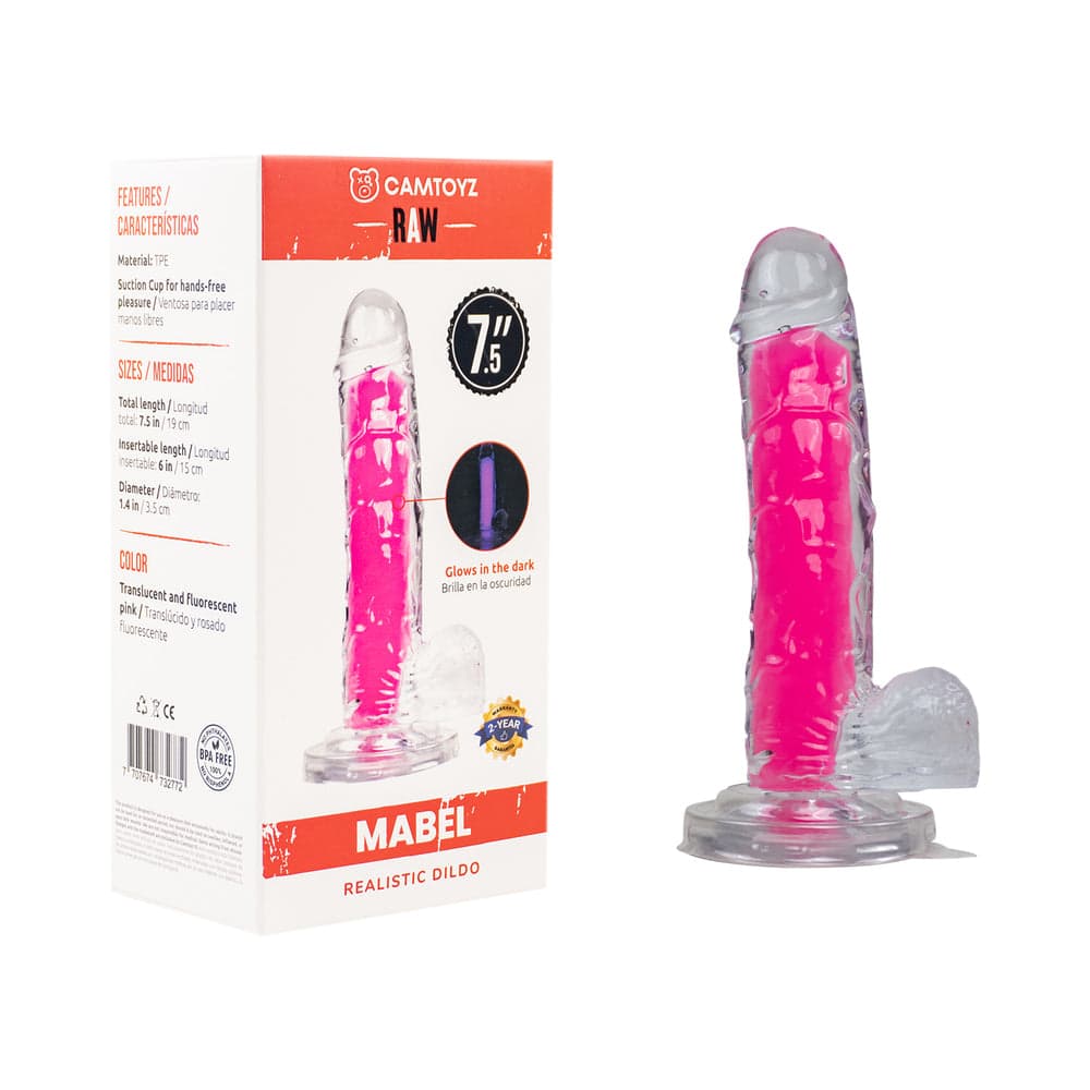Camtoyz Raw Mabel Realistic 7.5 in. Glow-in-the-Dark Dildo