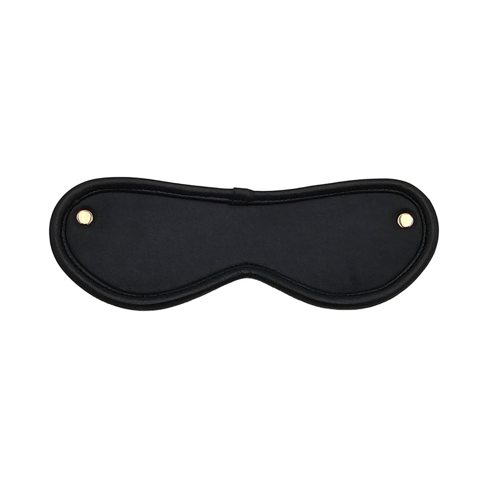 Rouge Leather Blindfold Black with Gold Accessories