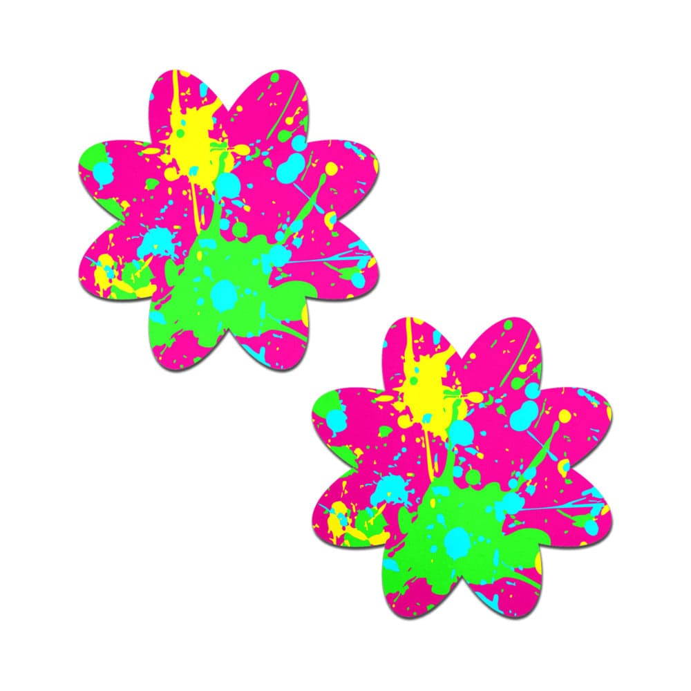 Pastease Neon Pink Graffiti Paint Splatter Petal Breast Pasties