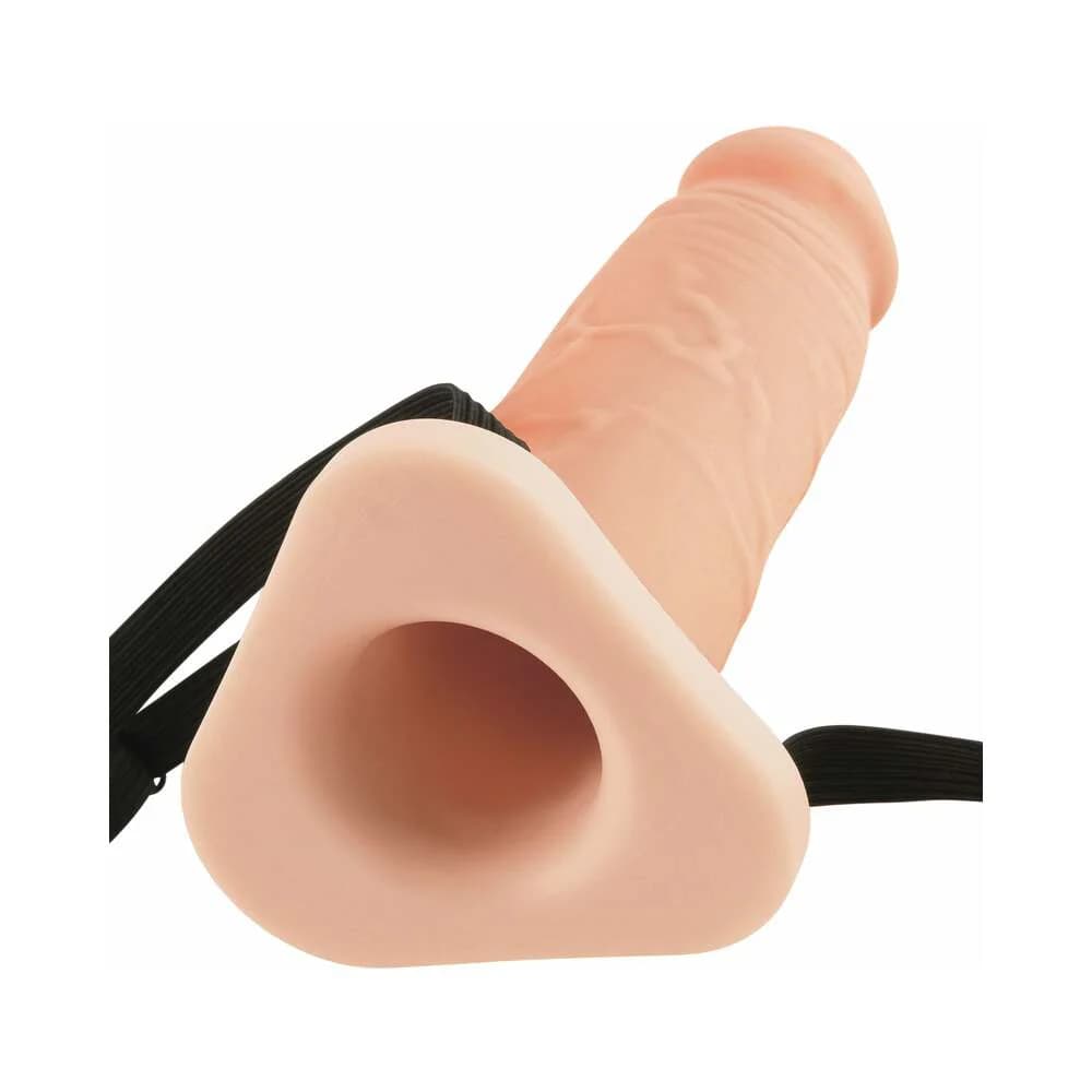 Fantasy X-tensions 8 in. Silicone Hollow Extension With Adjustable Straps Beige thumbnail
