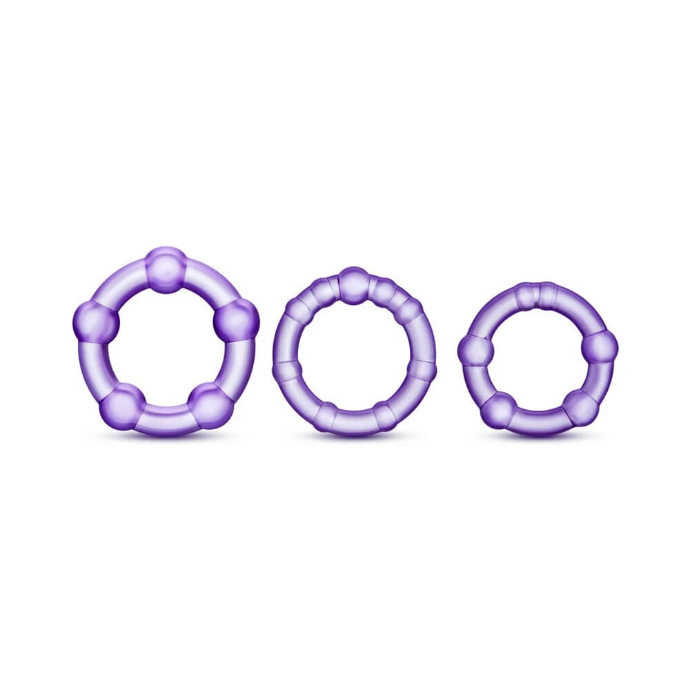 Stay Hard Beaded Cockrings 3-Piece Set Purple thumbnail