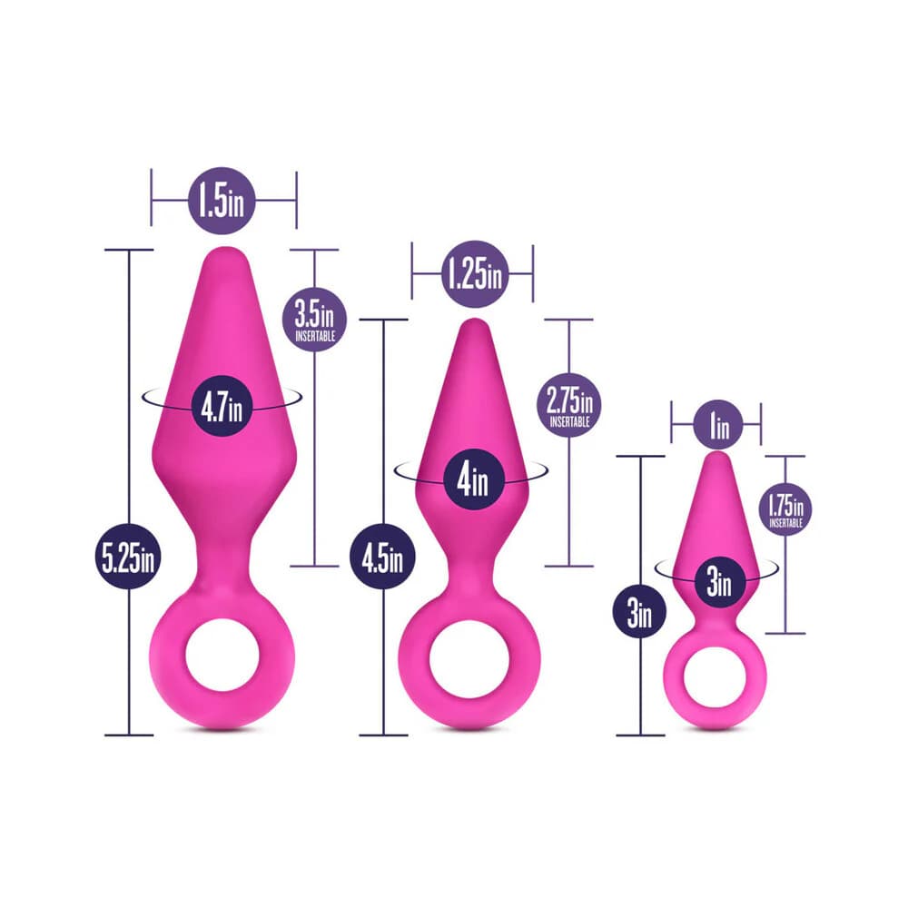 Luxe Candy Rimmer 3-Piece Silicone Anal Plug Kit Pink thumbnail