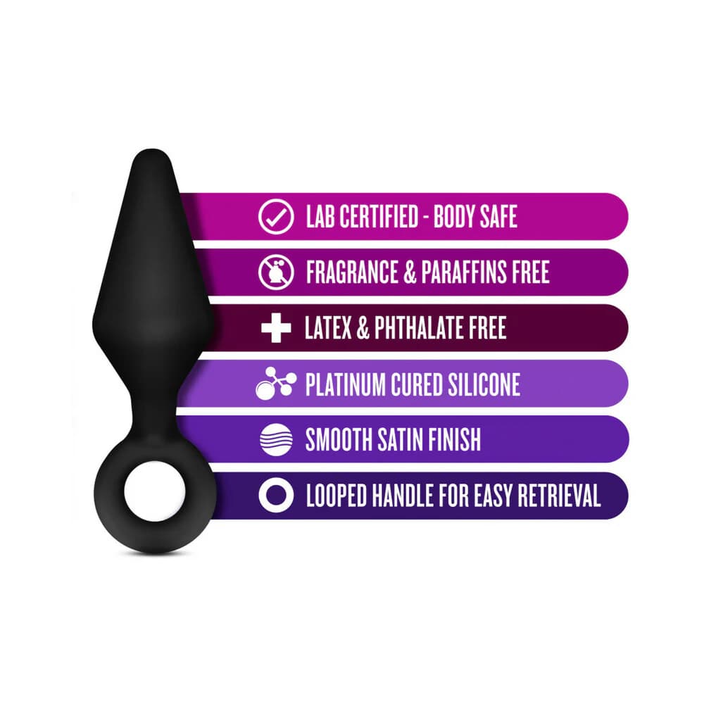 Luxe Night Rimmer 3-Piece Silicone Anal Plug Kit Black thumbnail
