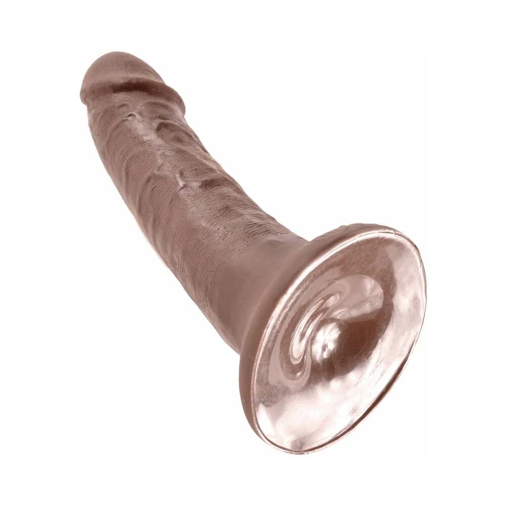 King Cock 6 in. Cock Realistic Dildo With Suction Cup Brown thumbnail