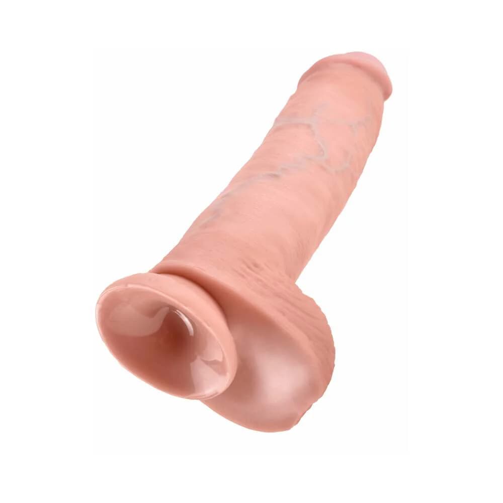 King Cock 11 in. Cock With Balls Realistic Suction Cup Dildo Beige thumbnail
