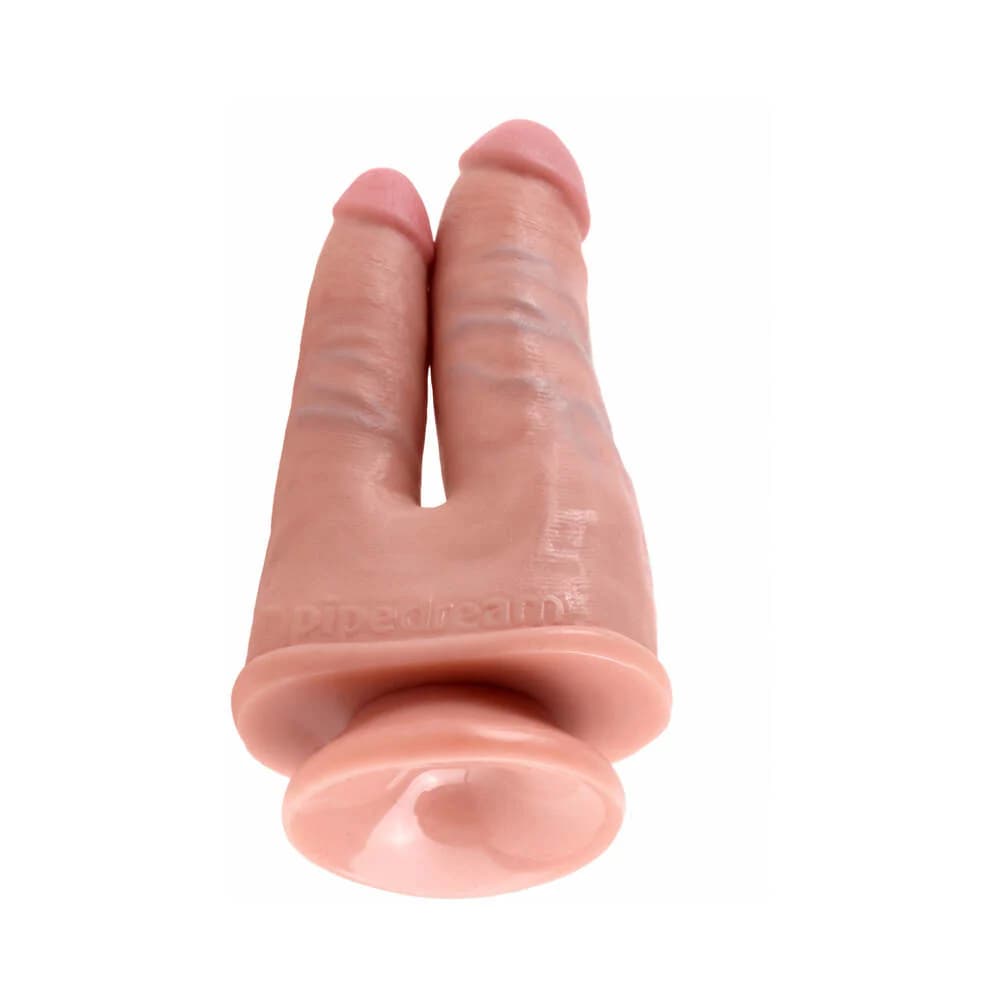 King Cock Double Penetrator 6 in. Realistic Dual-Entry Dildo With Suction Cup Beige thumbnail