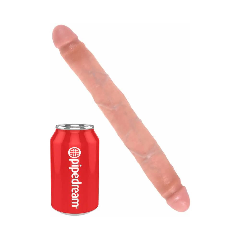 King Cock 12 in. Slim Double Dildo Realistic Beige thumbnail
