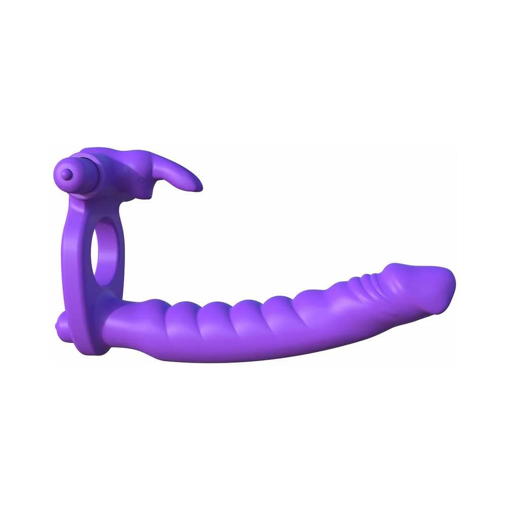 Fantasy C-Ringz Double Penetrator Vibrating Rabbit Dual Entry Cockring Purple thumbnail