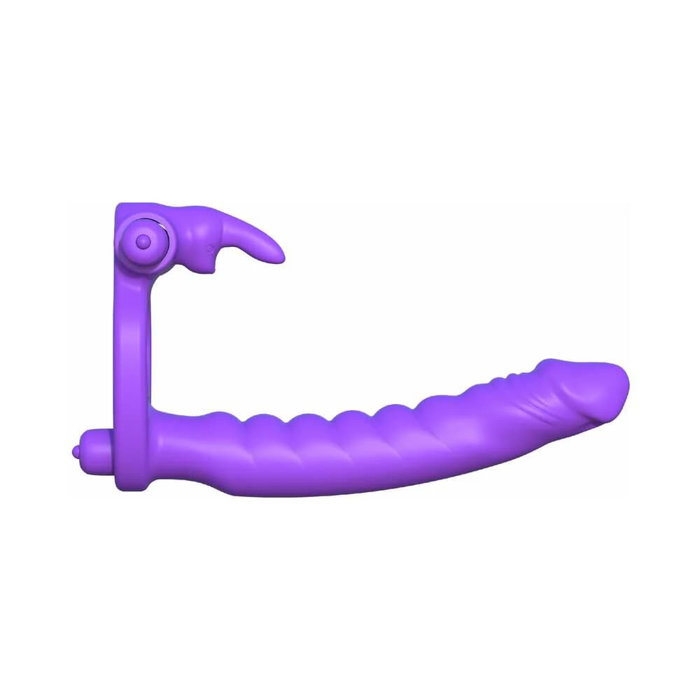 Fantasy C-Ringz Double Penetrator Vibrating Rabbit Dual Entry Cockring Purple thumbnail