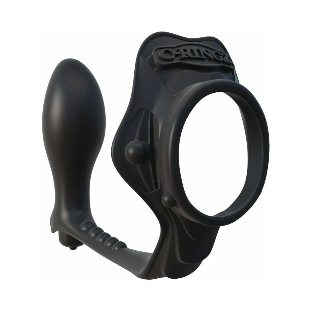 Fantasy C-Ringz Rock Hard Ass-Gasm Vibrating Silicone Cockring With Anal Plug Black thumbnail