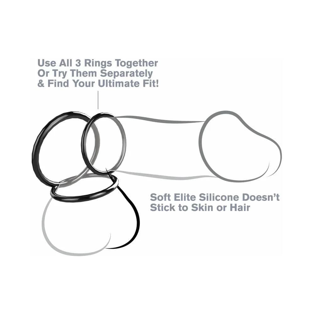 Fantasy C-Ringz Silicone 3-Ring Stamina Set Black thumbnail