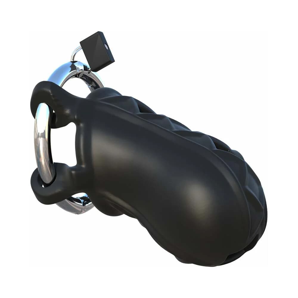 Fantasy C-Ringz Extreme Silicone Cock Blocker Locking Chastity Cage Black thumbnail