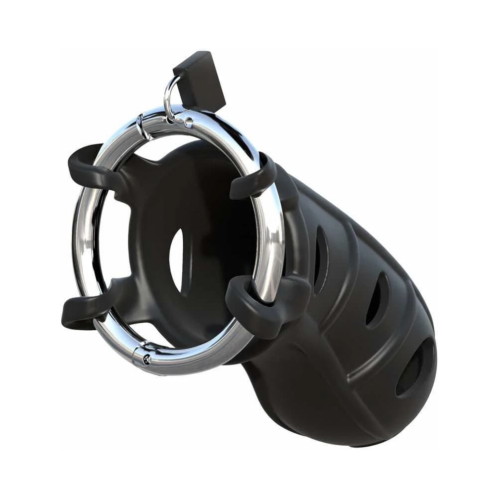 Fantasy C-Ringz Hardcore Silicone Cock Blocker Locking Chastity Cage Black thumbnail