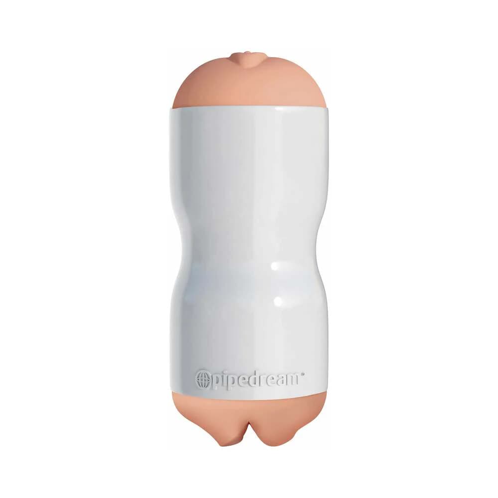 PDX Tight Grip Pussy & Mouth Dual Density Squeezable Masturbator Beige/White thumbnail