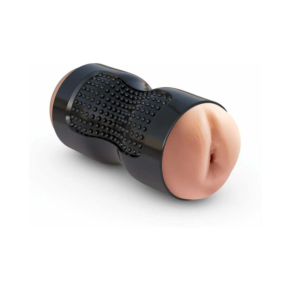 PDX Tight Grip Pussy & Ass Dual Density Squeezable Masturbator Beige/Black thumbnail