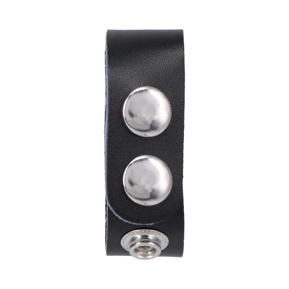 Rock Solid Adjustable Leather 3 Snap Cock Ring (Black) thumbnail