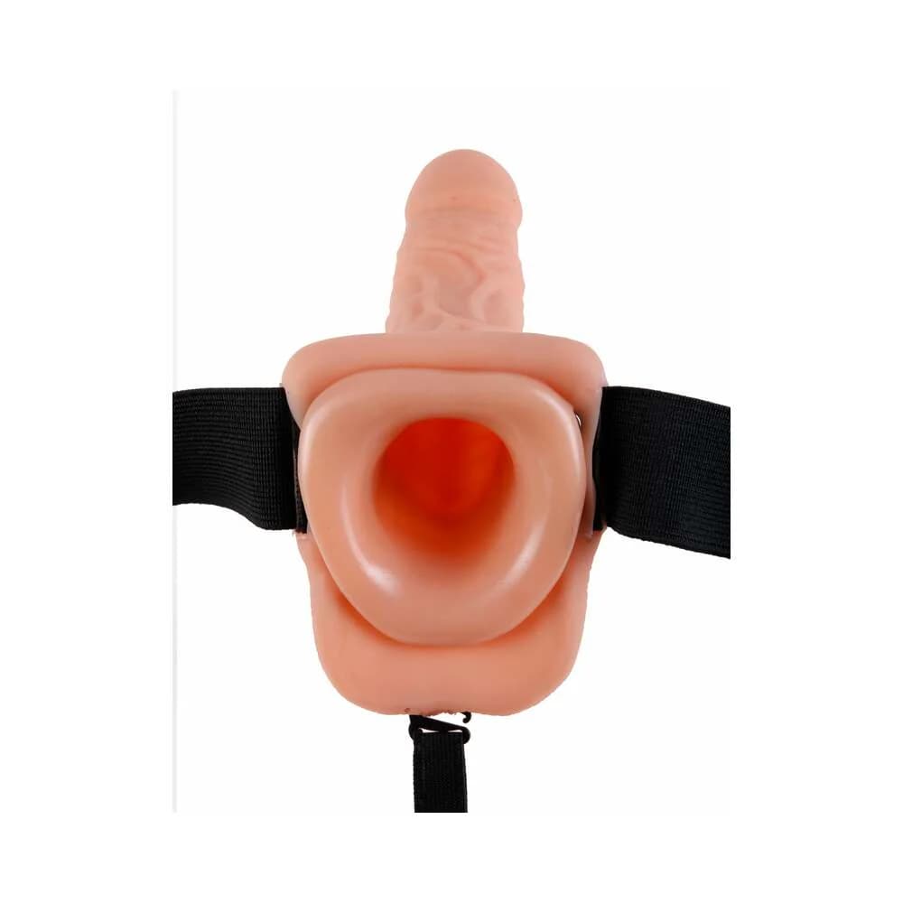 Fetish Fantasy Series 7 in. Vibrating Hollow Strap-On with Balls Beige/Black thumbnail