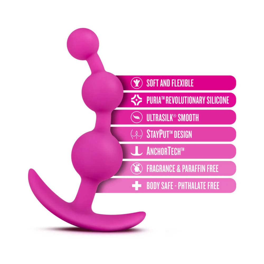 Luxe Be Me 3 Silicone Anal Beads Plug Pink thumbnail