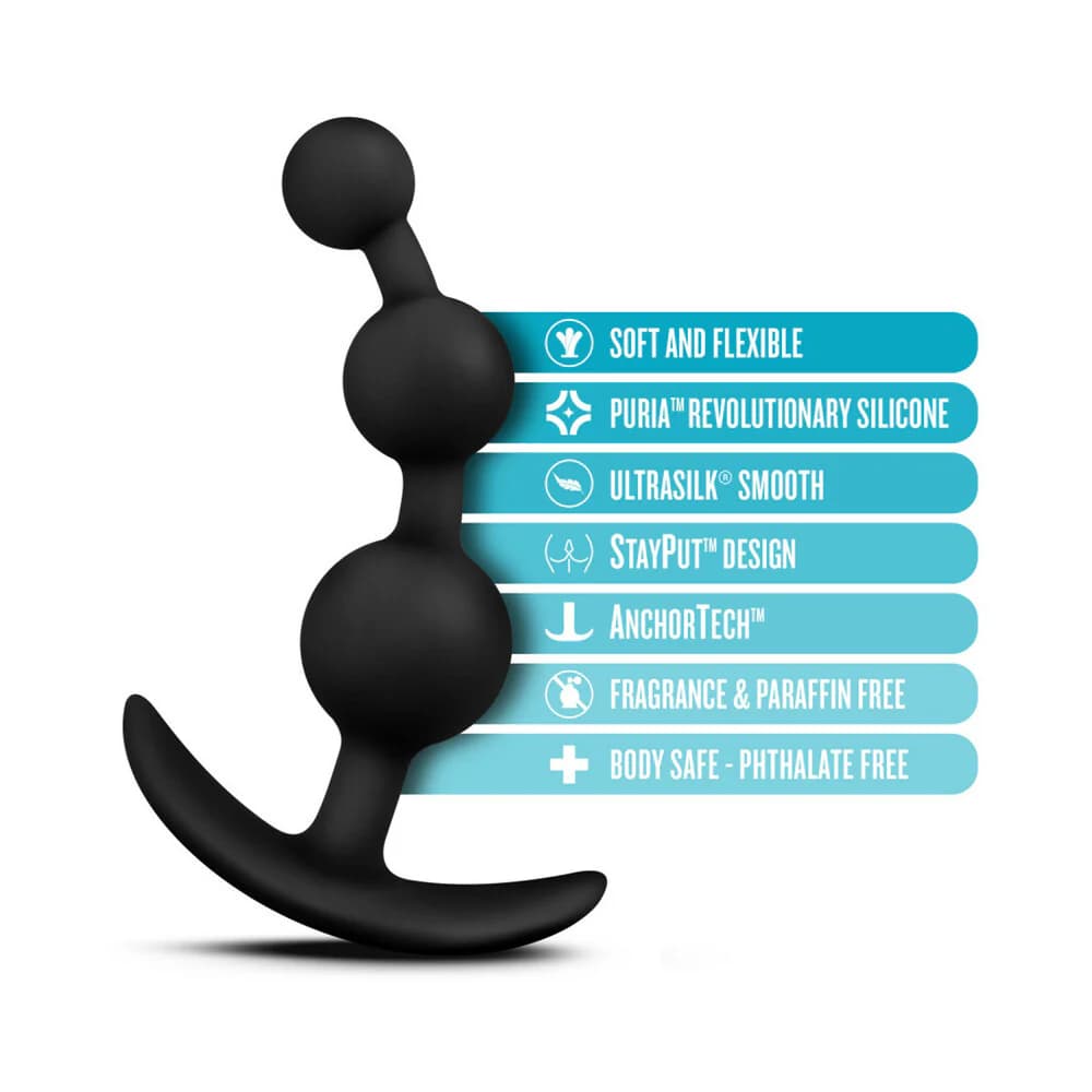 Luxe Be Me 3 Silicone Anal Beads Plug Black thumbnail