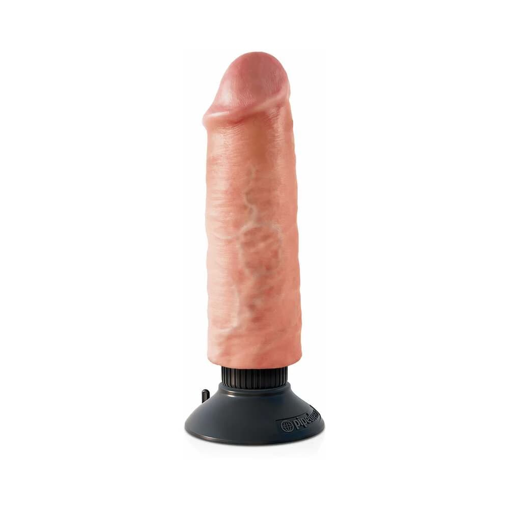 King Cock 6 in. Vibrating Cock Poseable Dildo With Suction Cup Beige thumbnail