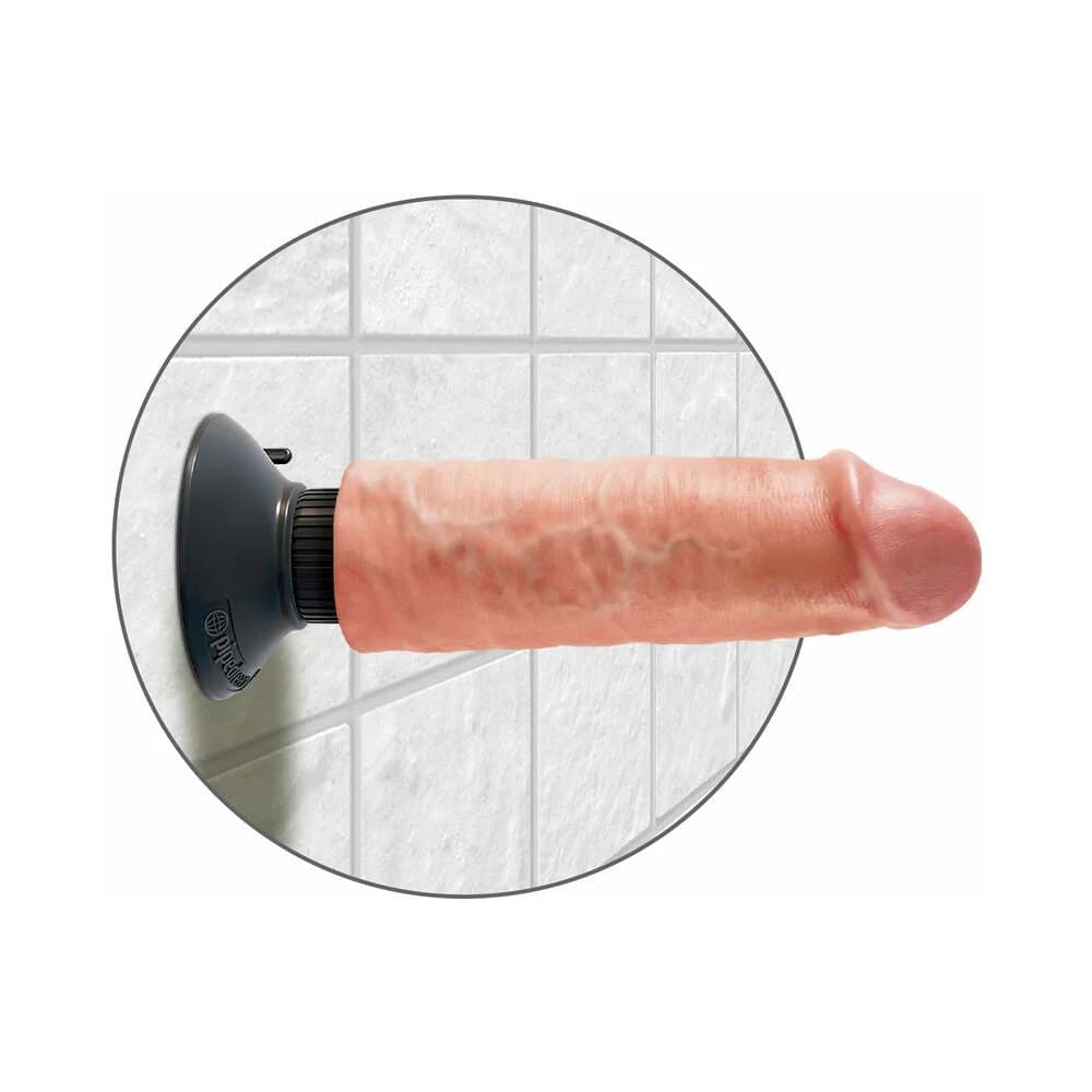 King Cock 6 in. Vibrating Cock Poseable Dildo With Suction Cup Beige thumbnail
