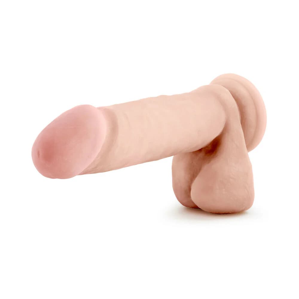 Au Naturel 8 in. Posable Dual Density Dildo with Balls Beige thumbnail