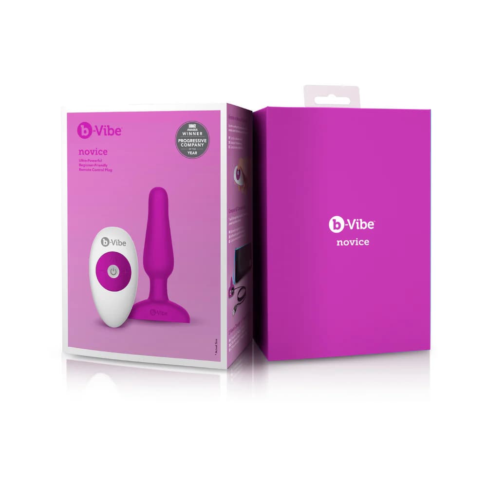 b-Vibe Novice Rechargeable Remote-Controlled Vibrating Silicone Anal Plug Fuchsia thumbnail