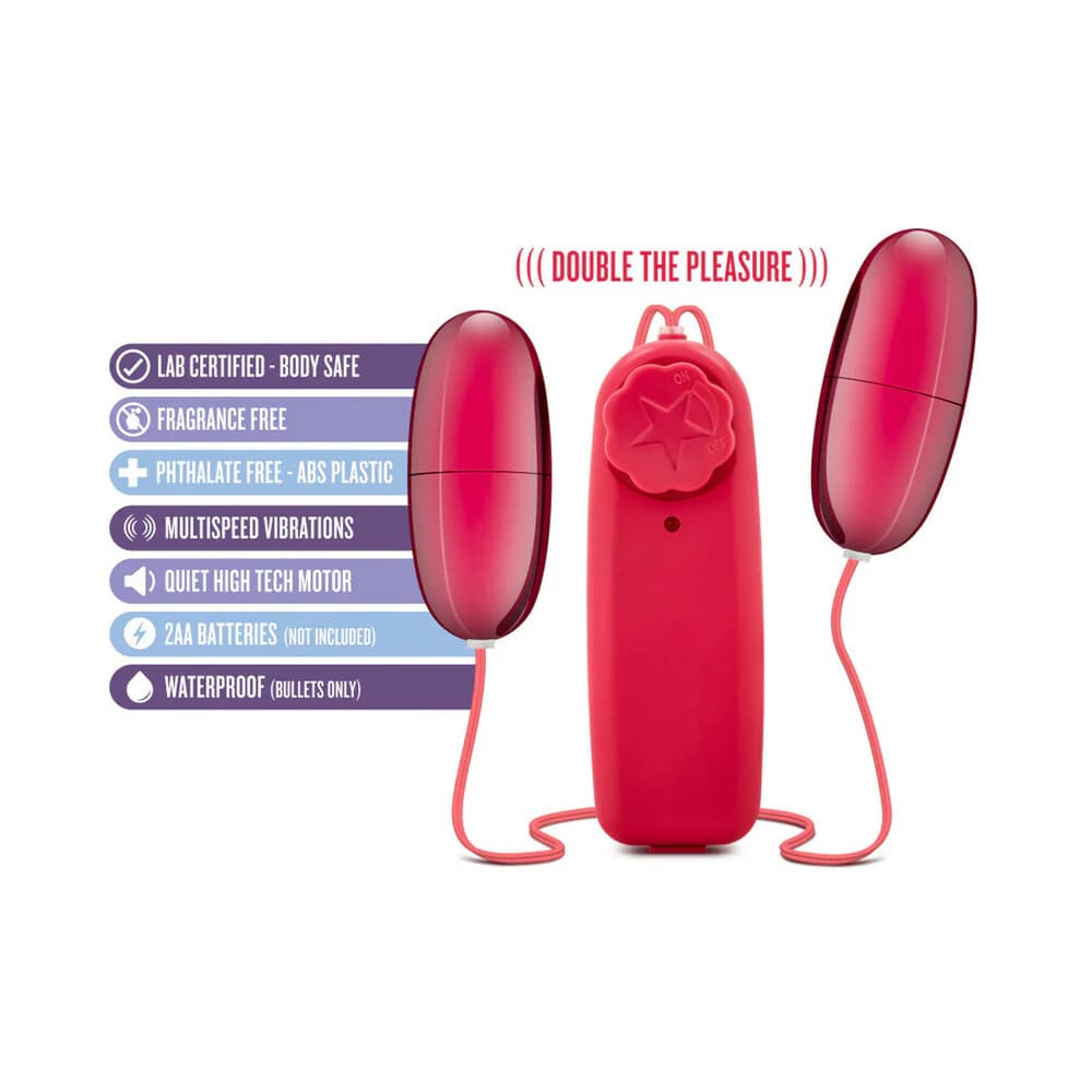 B Yours Double Pop Eggs Remote-Controlled Dual Bullet Vibrator Cerise thumbnail