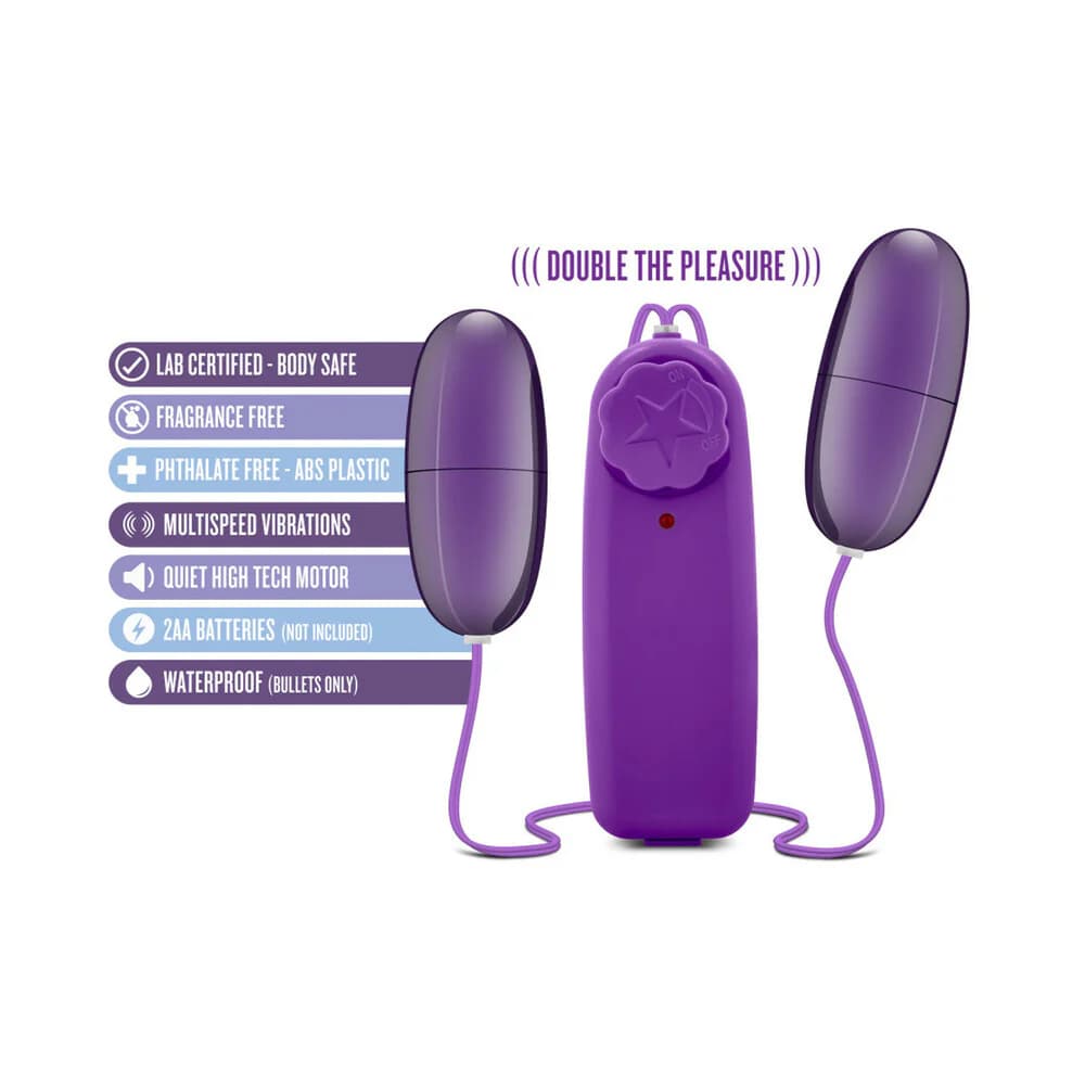 B Yours Double Pop Eggs Remote-Controlled Dual Bullet Vibrator Plum thumbnail