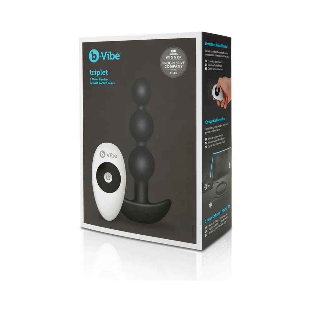 b-Vibe Triplet Rechargeable Remote-Controlled Vibrating Anal Beads Plug Black thumbnail