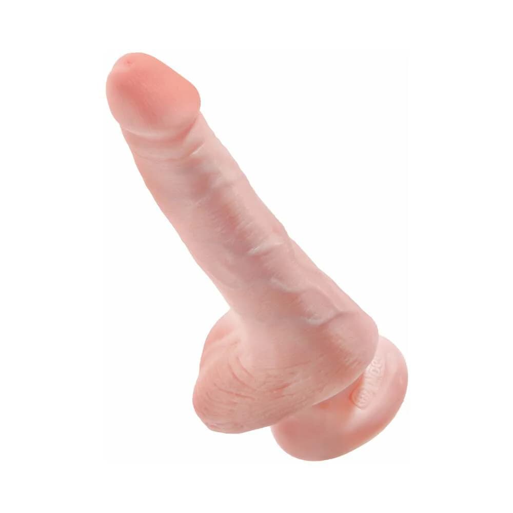 King Cock 6 in. Cock With Balls Realistic Suction Cup Dildo Beige thumbnail
