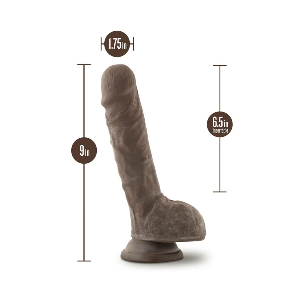 Au Naturel Big Billy 9 in. Posable Dual Density Dildo with Balls Brown thumbnail