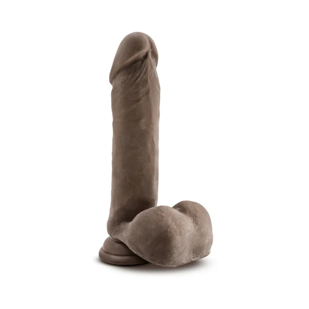 Au Naturel 8 in. Posable Dual Density Dildo with Balls Brown thumbnail