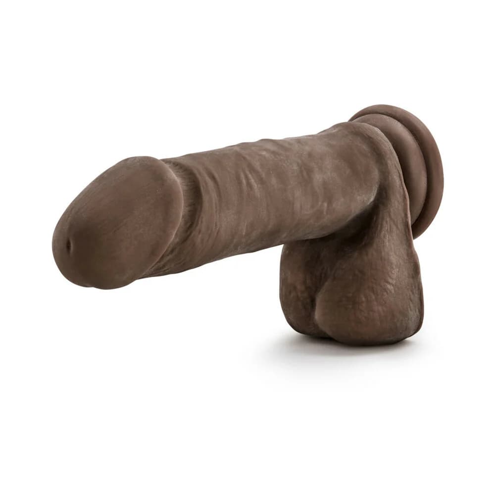 Au Naturel 8 in. Posable Dual Density Dildo with Balls Brown thumbnail