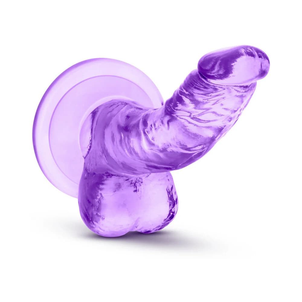 Naturally Yours 4 in. Mini Cock Realistic Dildo with Balls Purple thumbnail