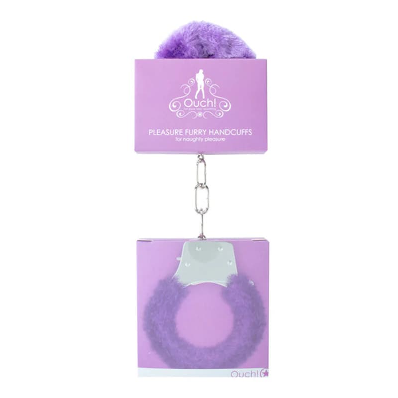 Ouch! Pleasure Furry Handcuffs With Quick-Release Purple