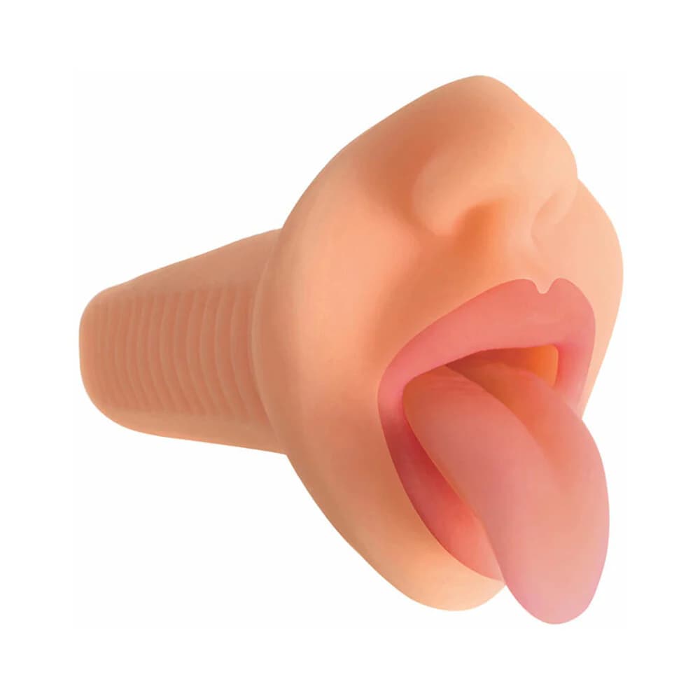 Curve Toys Mistress Perfect Suck Courtney Vibrating Deep Throat Mouth Stroker Beige thumbnail