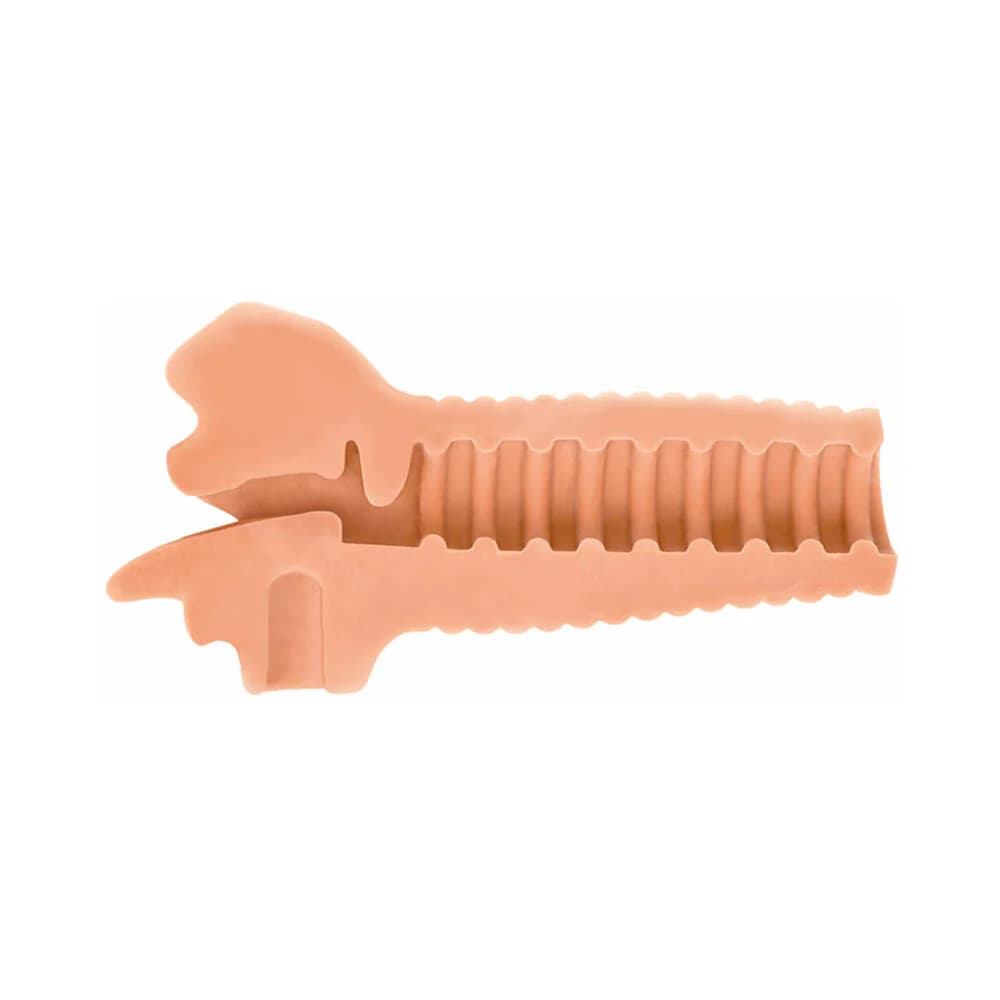 Curve Toys Mistress Perfect Suck Courtney Vibrating Deep Throat Mouth Stroker Beige thumbnail