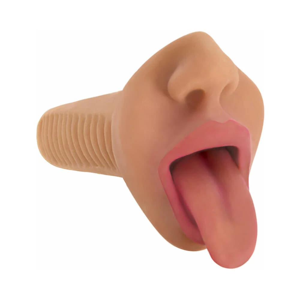 Curve Toys Mistress Perfect Suck Selene Vibrating Deep Throat Mouth Stroker Tan thumbnail