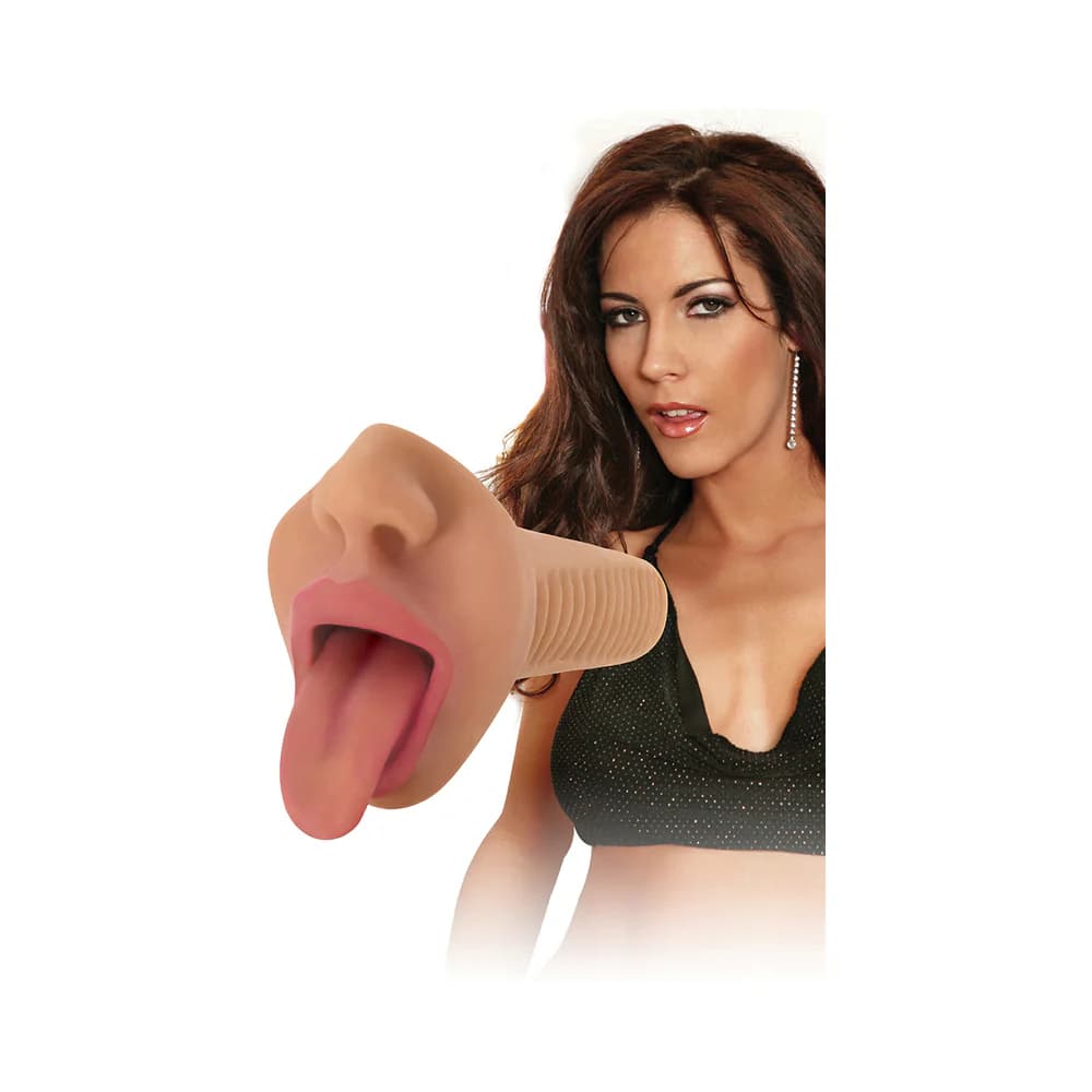 Curve Toys Mistress Perfect Suck Selene Vibrating Deep Throat Mouth Stroker Tan thumbnail