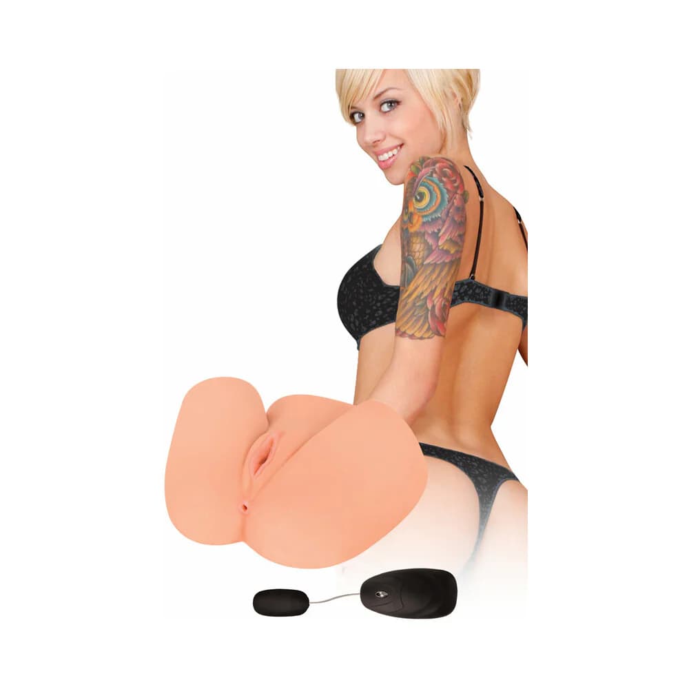 Curve Toys Mistress Perfect Fuck Zoe Jackhammer Vibrating Dual Entry Masturbator Beige thumbnail