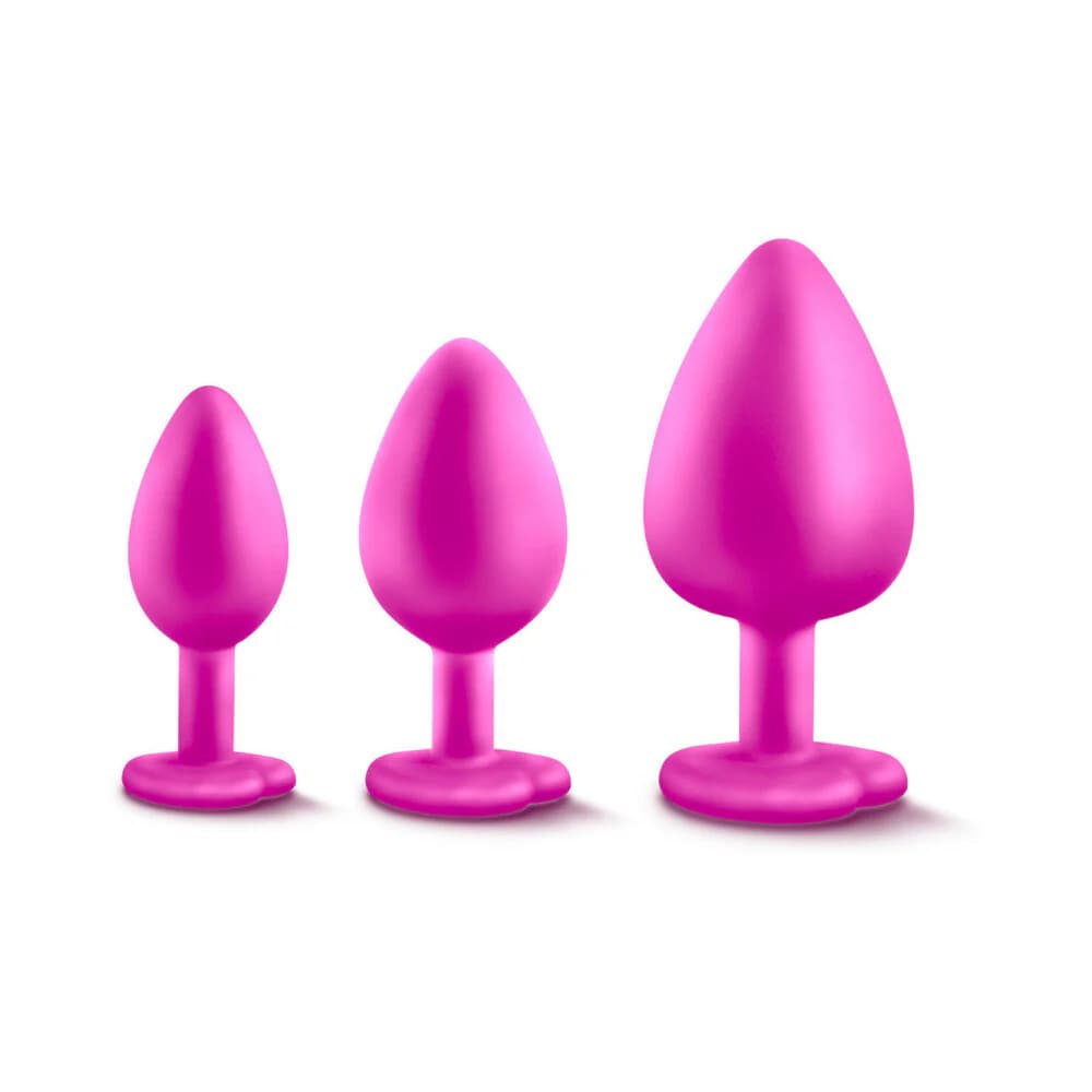 Luxe 3-Piece Bling Plug Training Kit with White Gem Base Pink thumbnail