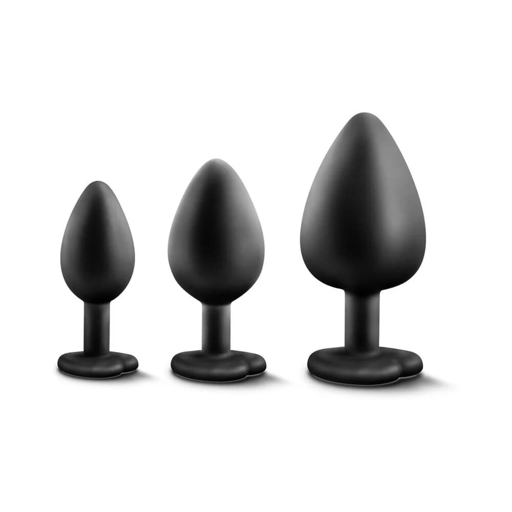 Luxe 3-Piece Bling Plug Training Kit with White Gem Base Black thumbnail