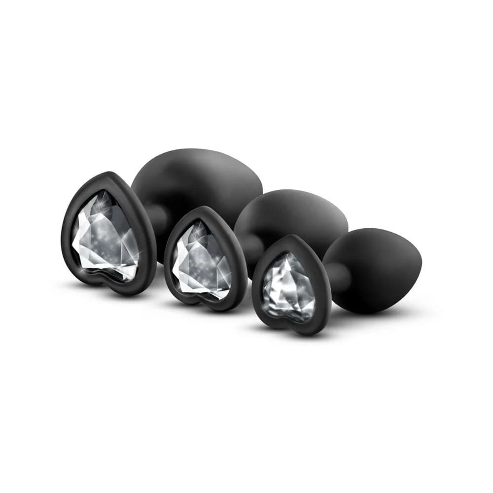 Luxe 3-Piece Bling Plug Training Kit with White Gem Base Black thumbnail