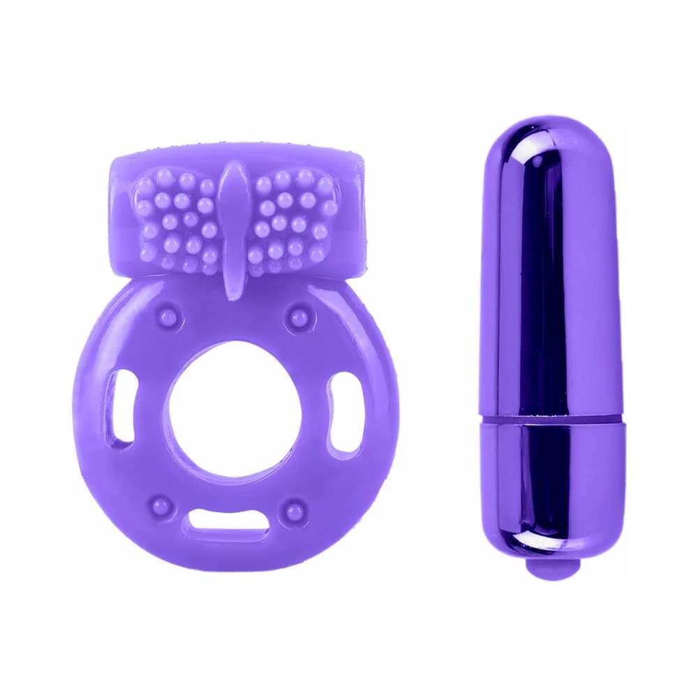 Neon 3-Piece Silicone Vibrating Couples Kit Purple thumbnail